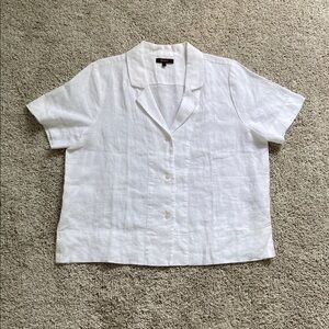 Quince • 100% European Linen Short Sleeve Shirt White
